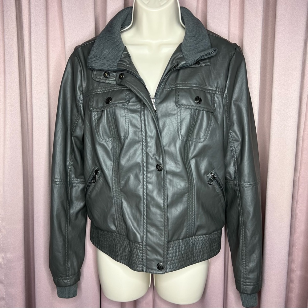 Gray faux leather jacket